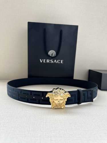 Versace 3.8Cm Wide Fabric Belt With Jacquard Greca Pattern, Featuring La Medusa