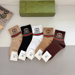 5 pairs of Gucci mid-calf socks (with packaging) - New Gucci item, pure cotton,