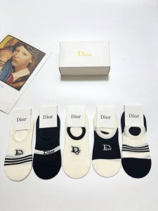 with packaging 5 pairs per box Dior classic letter logo pure cotton boat socks,
