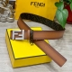 Fendi Fendi Store-Authentic Style 4.0Cm Wide Double-Ring Reversible Belt With Ff