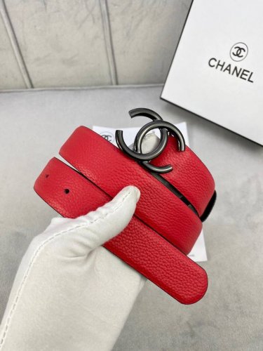 Width 3.0Cm Chanel Litchi Grain Cowhide Gold And Silver Gun Metal Steel Buckle