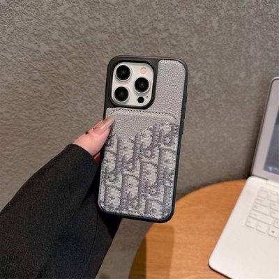 Dior card holder mobile phone case litchi pattern magnetic case magnetic card ho