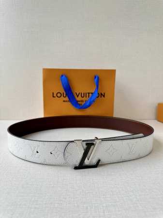 4.0W Lv Dimension Monogram H Ritage Double-Sided Belt Stitching Plain Leather - Click Image to Close