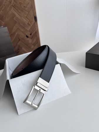 Bv latest men's flat belt double-sided double-sided Italian lychee calfskin with - Click Image to Close