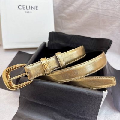 Celine 2.5mm Pin Buckle Arc de Triomphe Women's Belt. This belt is made of impor