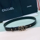 C Chanel Logo Leather Strap Color Cc Buckle, Brass Gold Metal, 3.0Cm Premium Lam