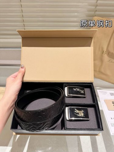 Double-headed steel buckle High-end version! Burberry leather belt ~ The most po