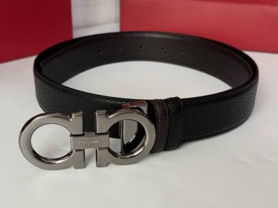 Salvatore Ferragamo Men's 3.5cm Premium Original Metal Buckle, Top-Grain Cowhide