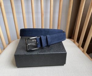 Prada's latest suede leather belt features a simple yet sophisticated style. The