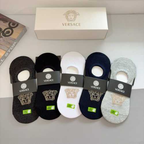 Five pairs per box with packaging Versace men's boat socks, a must-have for tre