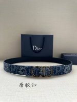 Width 3.5Cm This reversible belt 35mm blue denim and smooth cowhide Oblique prin