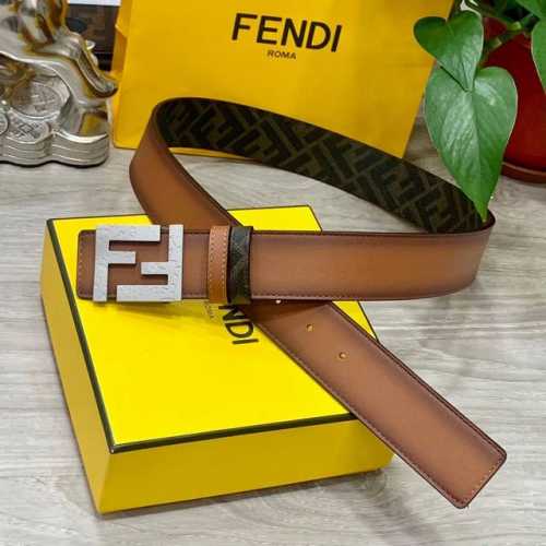 Fendi Fendi Store-Authentic Style 4.0Cm Wide Double-Ring Reversible Belt With Ff