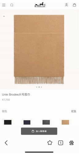 H's shop. Classic camel-colored double-sided men's cashmere scarf. Once you have