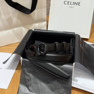 Arc de Triomphe women's belt Celine smooth cowhide leather with a silver finish