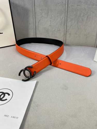 Width 3.0 Cm Chanel Fine Grain Leather Gold, Silver, Gunmetal Metal Buckle.