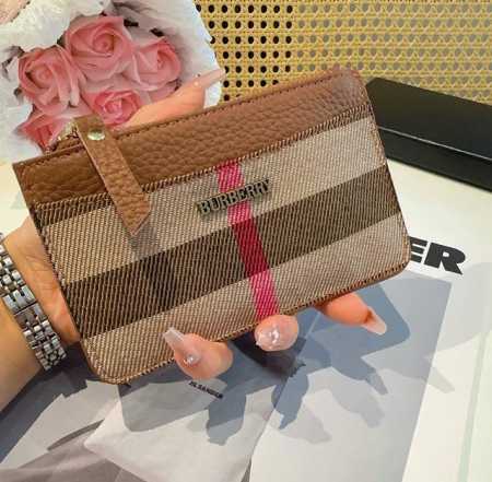 Burberry coin purse key bag, canvas and top-layer cowhide with compartments for - Click Image to Close