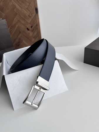 Bv latest men's flat belt reversible double-sided Italian pebbled calfskin with - Click Image to Close