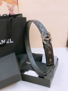 Chanel Logo Glossy classic Cc buckle brass gold metal 3.0Cm fine sheepskin belt