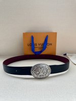 3.4 Width This Lv Heritage Double-Sided Belt Features Grain Leather On One Side