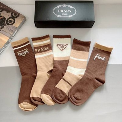 5 pairs per box with packaging Prada's new high-end pure cotton calf socks! Pop