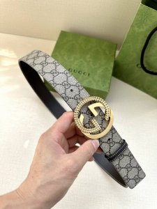 Width 3.8Cm Gucci Gg Supreme canvas belt with interlocking double G buckle. Belt
