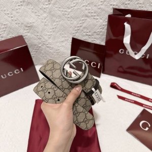 Gucci Men's Belt 4.0cm wide New style interlocking double G buckle belt with cla