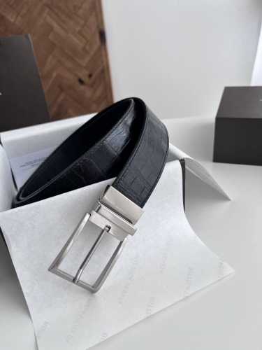 Special Bv Latest Men's Flat Belt Double-Sided Italian Calfskin Crocodile Patter
