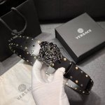 Versace width 4.0Cm New leather belt, decorated with the classic Versace Medusa