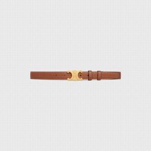 Special Celine Width: 2.5 Cm, Belt Body Made Of Brown Top-Grain Leather With A T