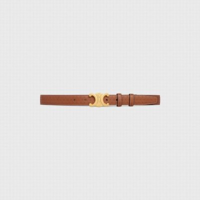 Special Celine Width: 2.5 Cm, Belt Body Made Of Brown Top-Grain Leather With A T