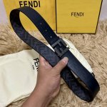 Fendi boutique style, 4.0cm wide, double-ring reversible belt with snap fastener