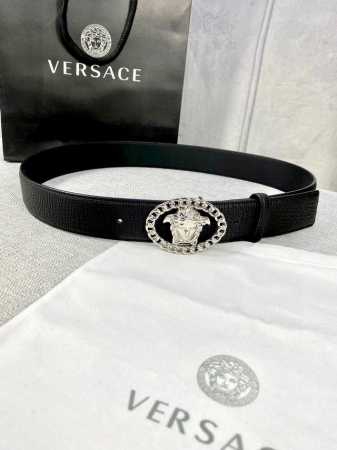 Width: 4.0 Cm Versace All-Over Pattern Belt With The Iconic Versace Medusa Head - Click Image to Close