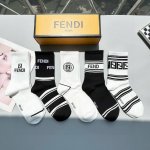 A box of five Fendi high socks with the classic double F logo, made of pure cott