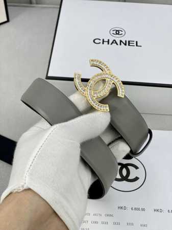 Width 3.0 Cm Chanel Women's Belt, New Style Soft Imported Calfskin With Gold And - Click Image to Close