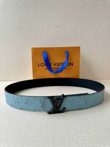 4.0 Cm Wide Lv Dimension Monogram H Ritage Double-Sided Belt Combining Plain Lea