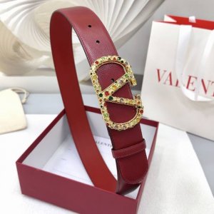 4.0Cm Valentino Belt, Double-Sided Top-Grain Leather, Length: .75.80.85.9095.100
