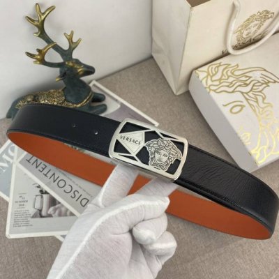 Versace Special Leather Belt Series, Original Factory-Made Premium Stainless Ste