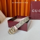 This Gucci 30mm belt features a soft Gg Supreme canvas on one side and pink cal