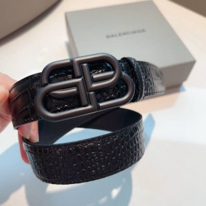 Balenciaga Crocodile Pattern New Belt Double-sided Italian Matte Calfskin with R