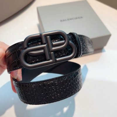 Balenciaga Crocodile Pattern New Belt Double-sided Italian Matte Calfskin with R