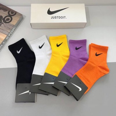 Box of 5 pairs of Nike mid-calf socks (with packaging) - New style, combed cotto