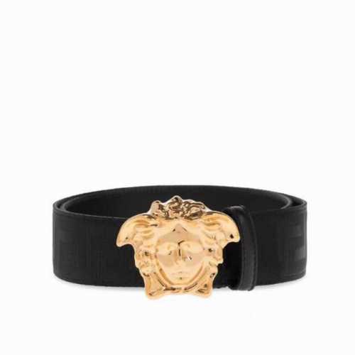 Versace width 4.0cm, this casual belt is decorated with a Greek key pattern and