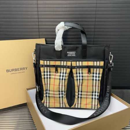 Burberry canvas plaid tote bag, shopping bag, handbag, unisex, classic and versa - Click Image to Close