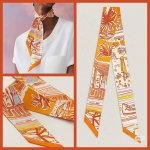 Hermes Rayures D'ete Twilly ScarfTwilly scarf100% mulberry silkHeavyweight 18 m
