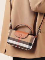 Burberry mobile phone bag, classic plaid canvas splicing cowhide, crossbody bag,