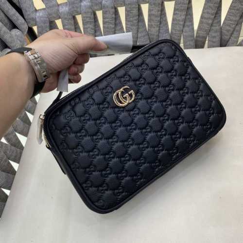 Gg printed embossed messenger bag, a classic travel accessory, is reimagined in