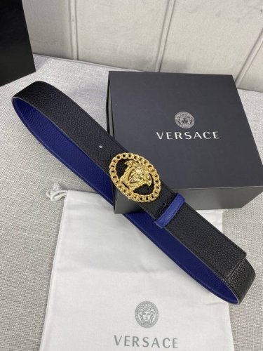 Width 4.0Cm Versace This Double-Sided Lychee-Grained Soft Top-Grain Leather Belt
