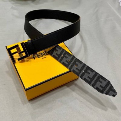 Fendi Fendi 38Mm Wide Logo-Shaped Belt. Original Ff Double-Layer Buckle, Made Fr