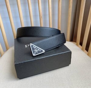 Prada Prada Official Store Latest Model This Belt Features A Triangular Metal Em