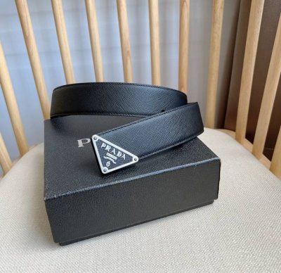 Prada Prada Official Store Latest Model This Belt Features A Triangular Metal Em